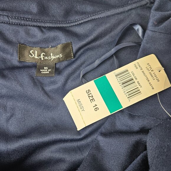 S.L. Fashions Womens Navy Tiered Ruffle Dress Size 16 Elegant Party Formal Eveni - Picture 9 of 9